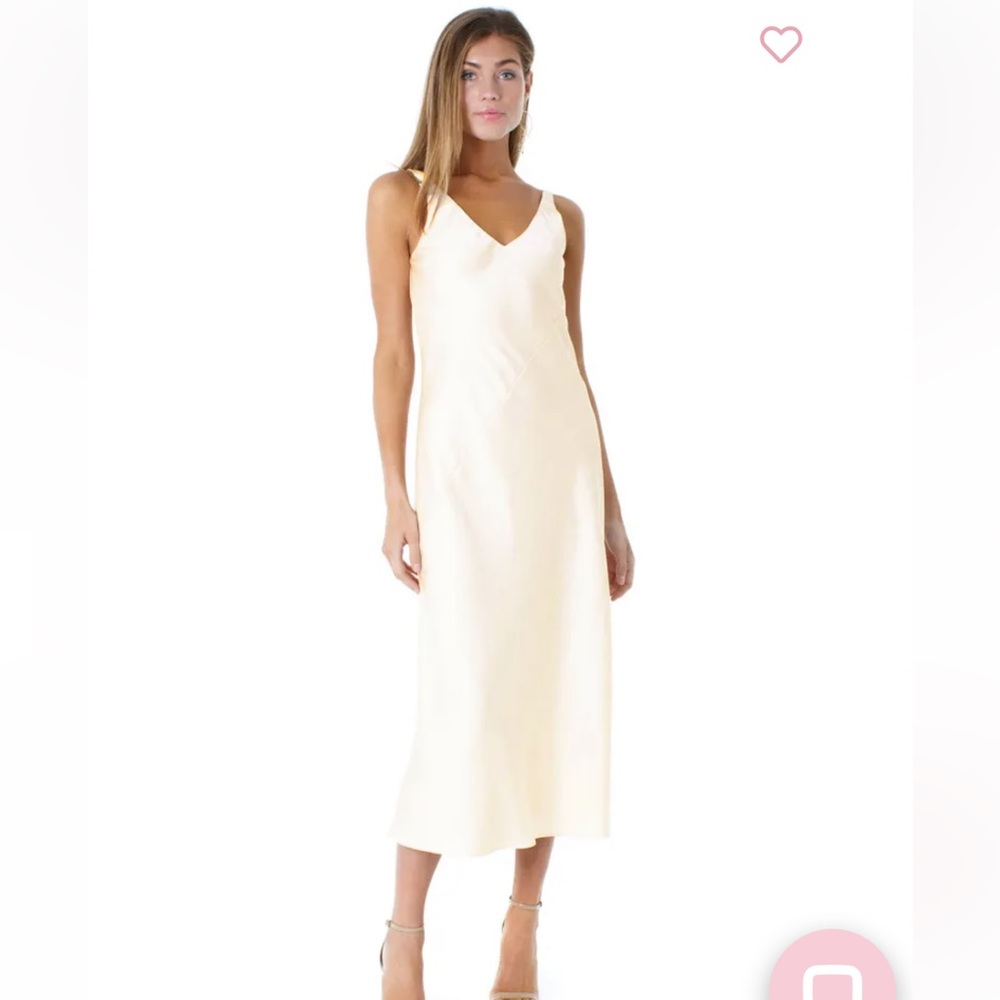Loulou Satin Dress in Cream 
Line & Dot
Color:Cream Size: Small - Picture 4 of 6